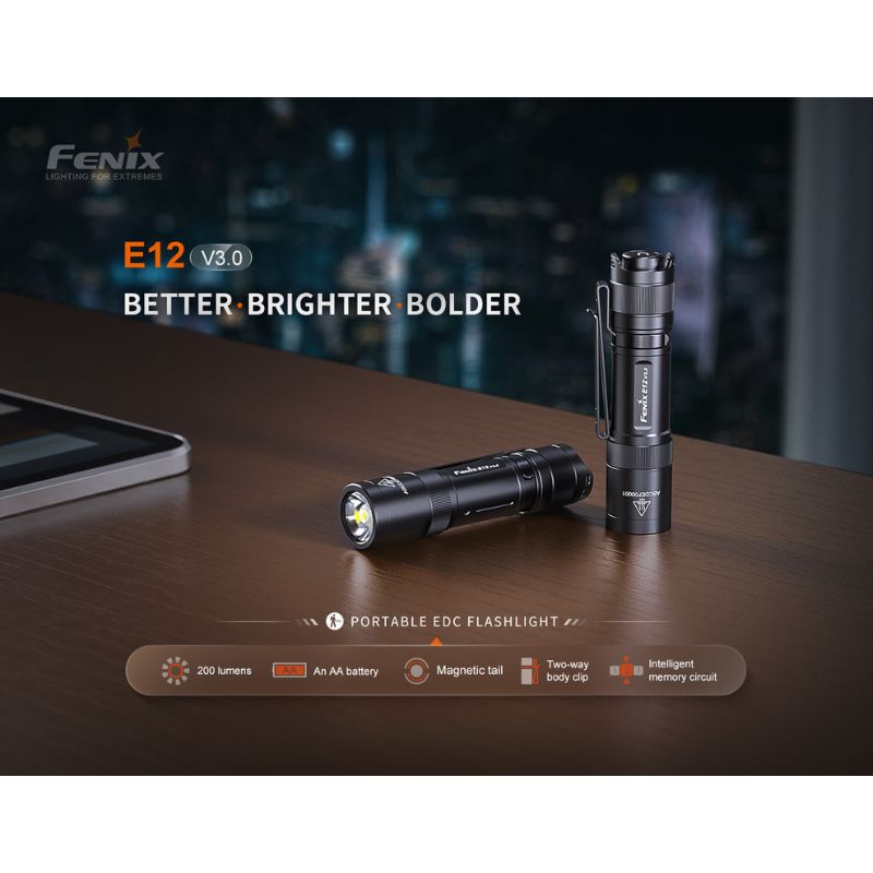 fenix e12 flashlight stainless Fenix E12 V3.0 AA EDC Flashlight